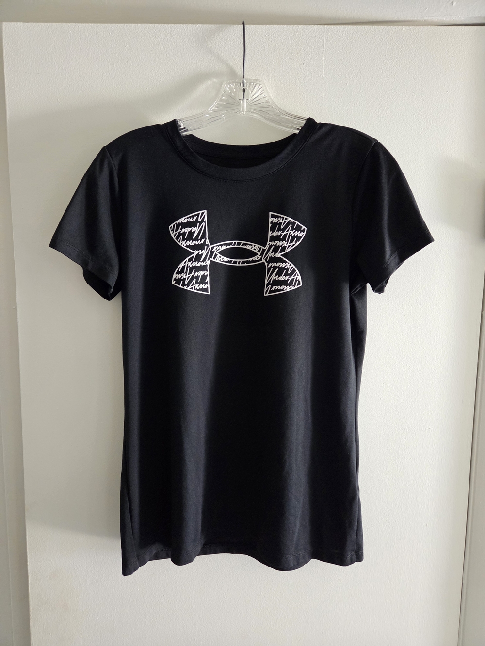 Under Armour Black Short Sleeve Tee with White Script Logo